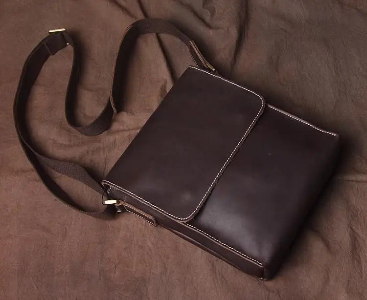 Custom Retro Leather Business Men Cross Body Shoulder Messenger Bag