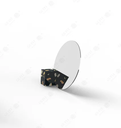 Fashionable design terrazzo furniture round snail decorative mirror and small black holder for home