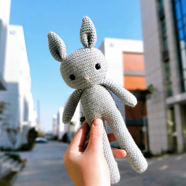 Newest Arrival Handmade Crochet Knit Toy Kids Little Rabbit Knitted Animal Doll Rabbit Stuffed Soft Plush Toy