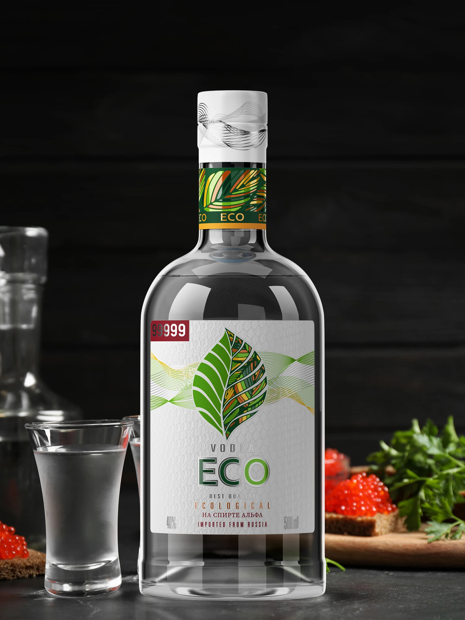 Высококачественная бутылка для спирта класса Alpha, стеклянная упаковка, 500 мл, «Five nines» (Eco), кристально чистая русская натуральная водка