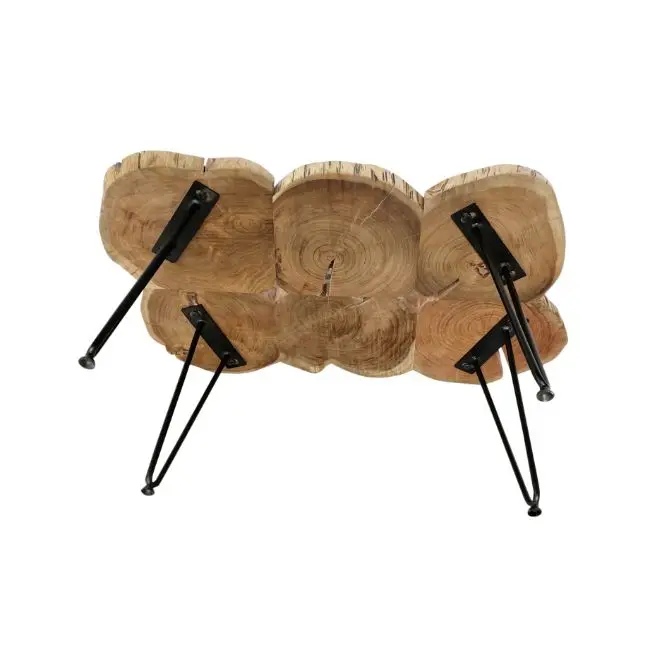 Exotic Adorable Wholesale Industrial Wood Metal Iron Leg Coffee Table Vintage Unique Live Edge Wooden Slab End Coffee Table
