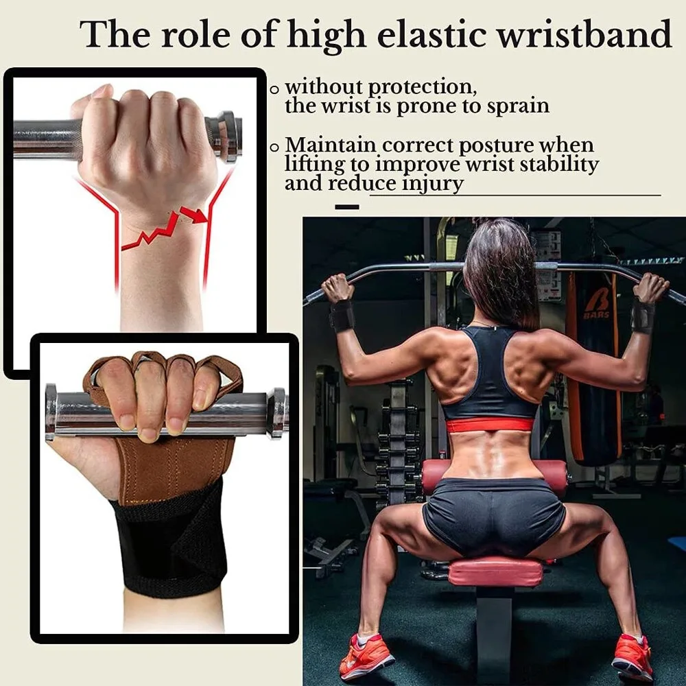 Кожаные перчатки для тяжелой атлетики защита ладони с запястьями поддержка тренировочных ремней мужчин и женщин