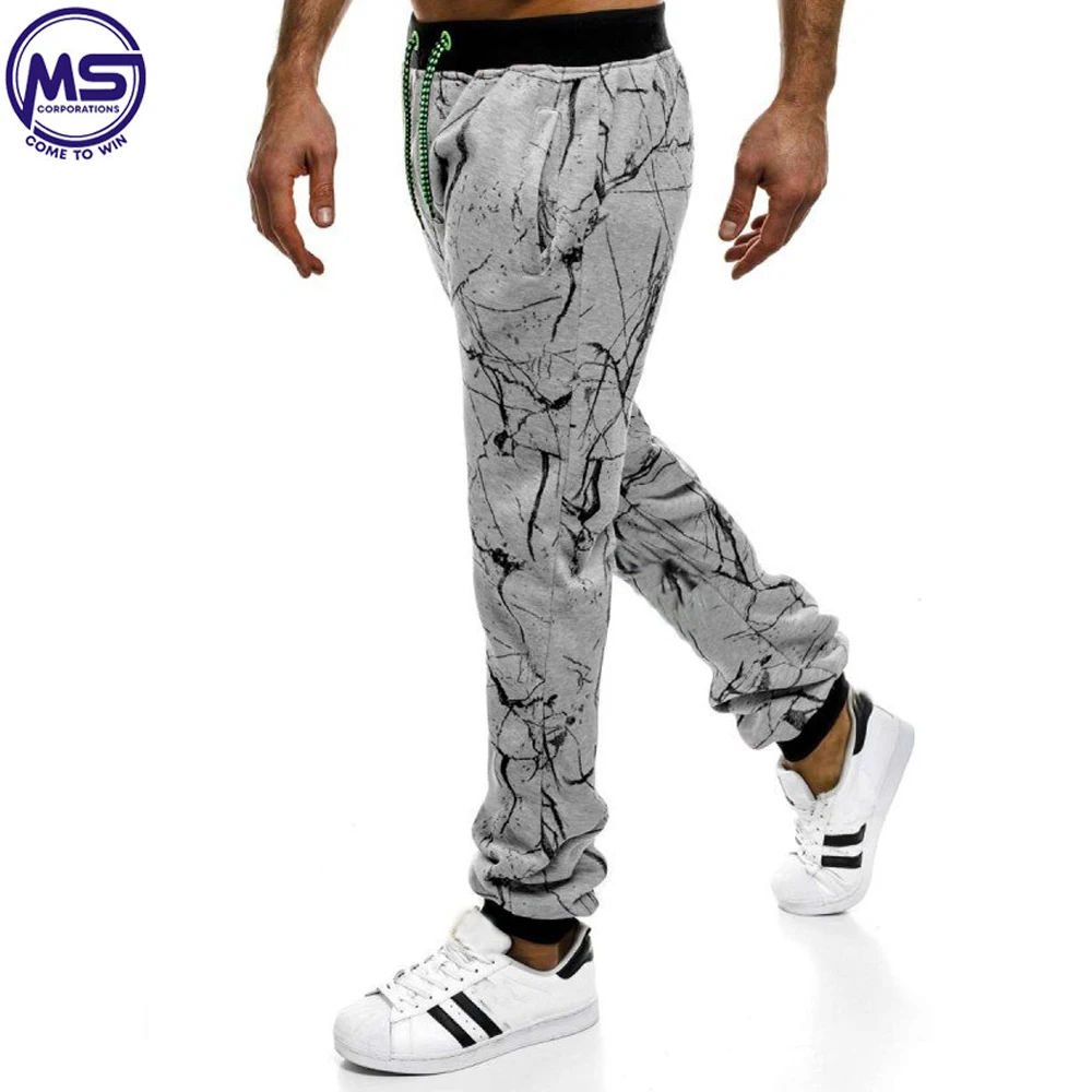 Fashion Men Solid Color Casual Trousers Men Elastic Waist Trousers