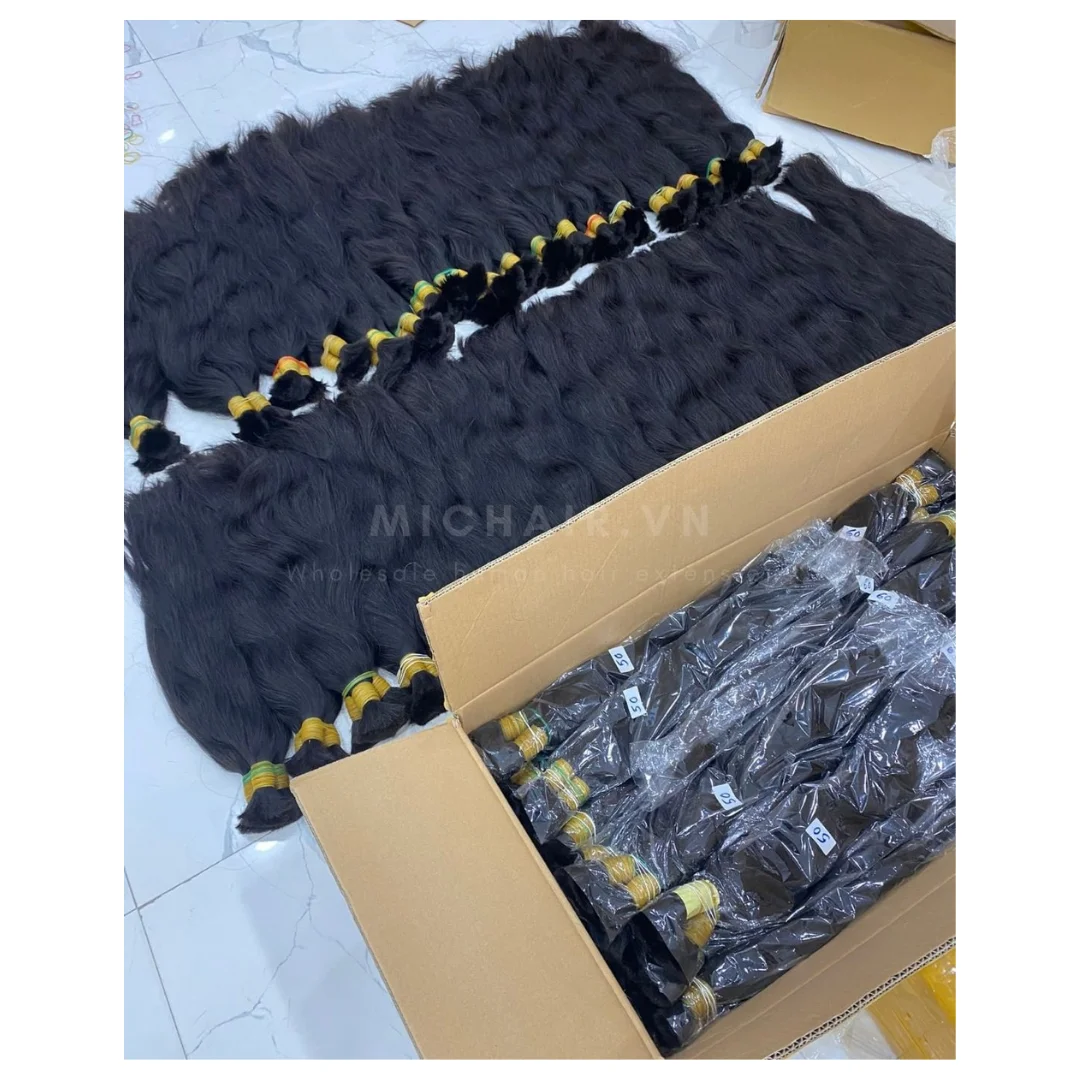 Top Quality Human Remy Bulk Extension Raw Cuticle Aligned Hair Black Human Hair