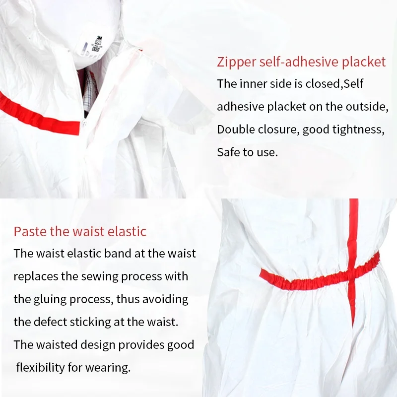Disposable Non-woven Microporous Coverall  with heated sealing tapes for Chemical Splashes Type 5/6 overalls Suite