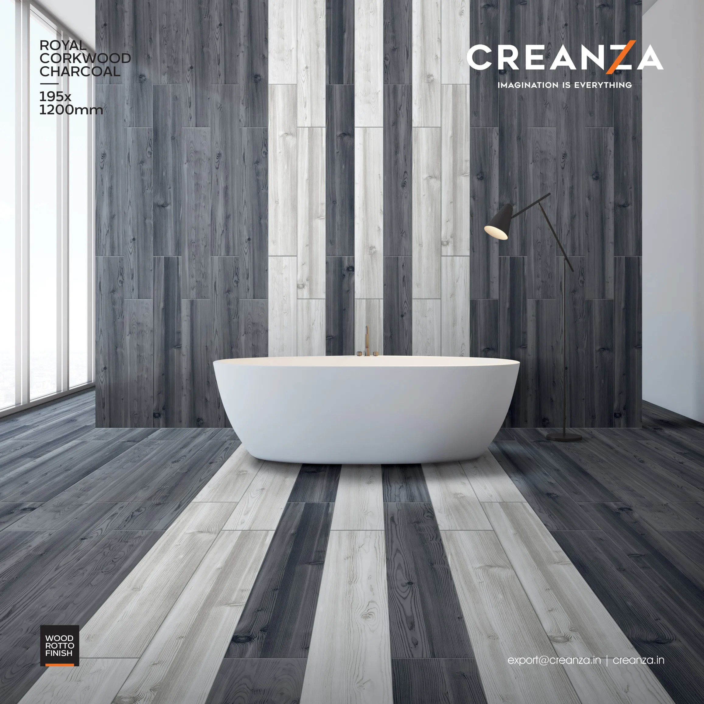 wood stripe porcelain tiles 195x1200 mm rotto finish high quality for wall and floor wooden plank