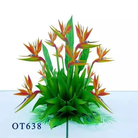 Bird Of Paradise Flowers 3D Pop Up Card Handicraft Flowers Greeting Paper Vietnam Blossom Flower Wholesale Handmade Kirigami