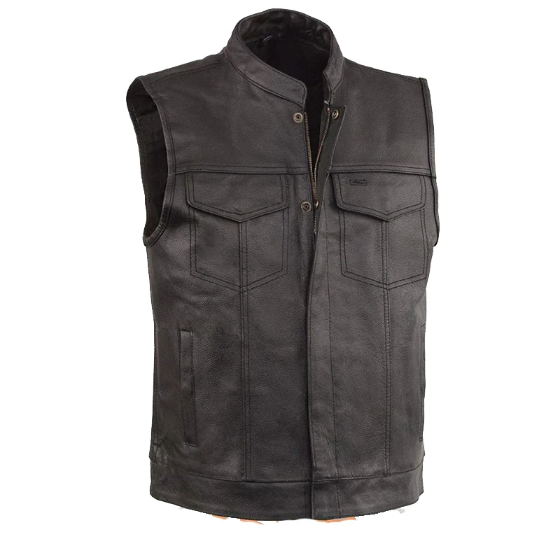 100% Натуральная овечья кожа жилет высокое качество индивидуальная Настройка повседневная крутая модная мотоциклетная Байкерская