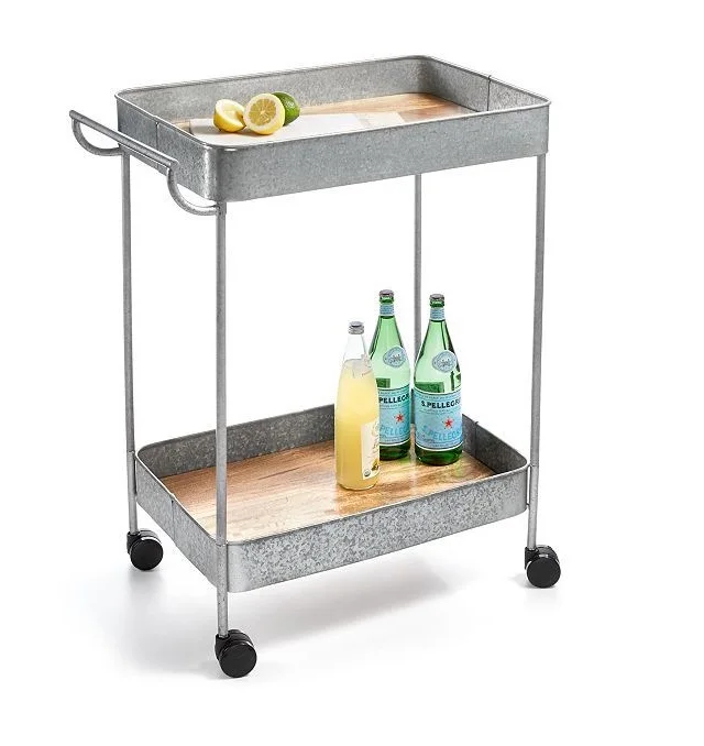 Galvanized Rack 2 Tires Design Bottles Storage Shelf Independent Table Top Wine Display Rack