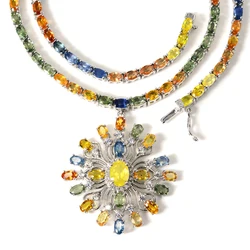 New Arrival Natural Multi Sapphire Gemstone 925 Solid Silver Women Jewelry Pendent Necklace Earring Set Manufacturer From India