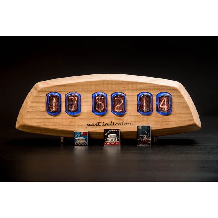 Past Indicator Co. hand crafted nixie clock ashwood casing designer made room decor accessory, desk clocks