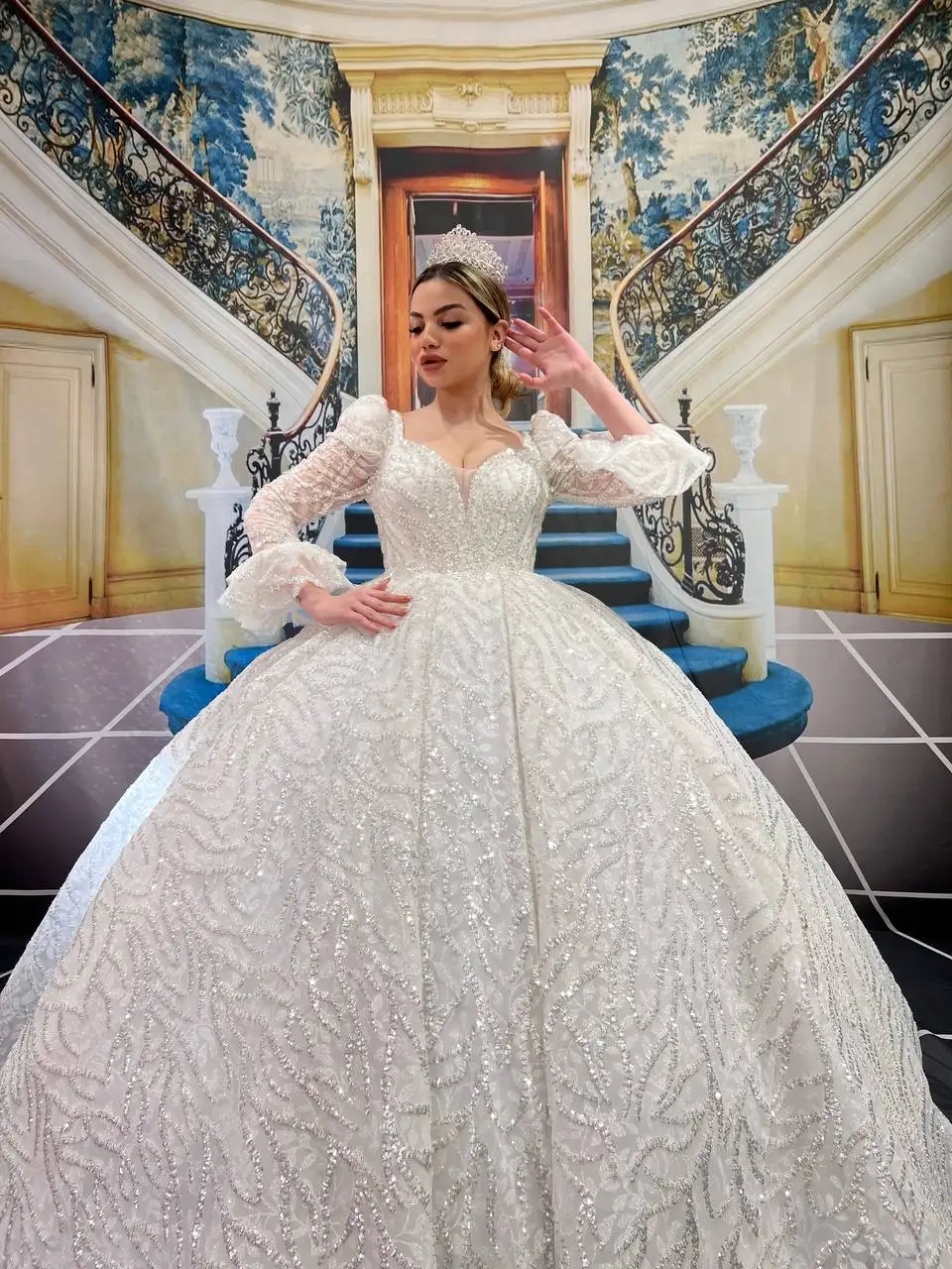 Turkish Woman Wedding Dress Bridal Gown Elegant Long Party Dress Evening Dress Chiffon Tulle Satin Luxury High Quality