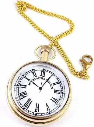 Handmade Golden Antique Solid Brass Roman Style Dial Gandhi Watch Pocket Watch with Long Chain  Valentine day CHLW001