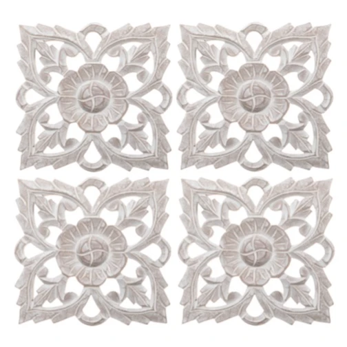 Stylish and Elegant Multi Piece Floral Wooden Wall Art Home Decoration (Pack of 4)