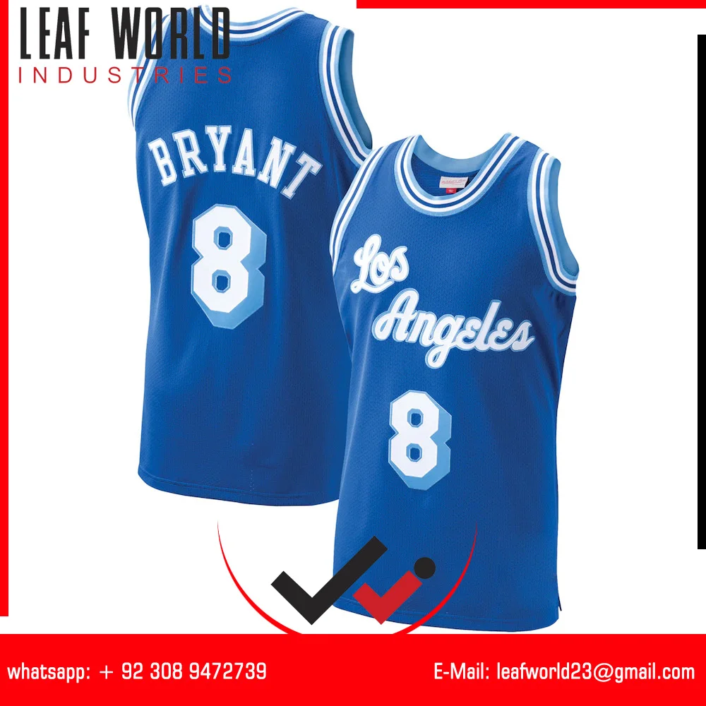  Классическое Джерси из твердой древесины сшитые с сублимационной печатью для баскетбола Лос-Анджелеса #8 Брайант