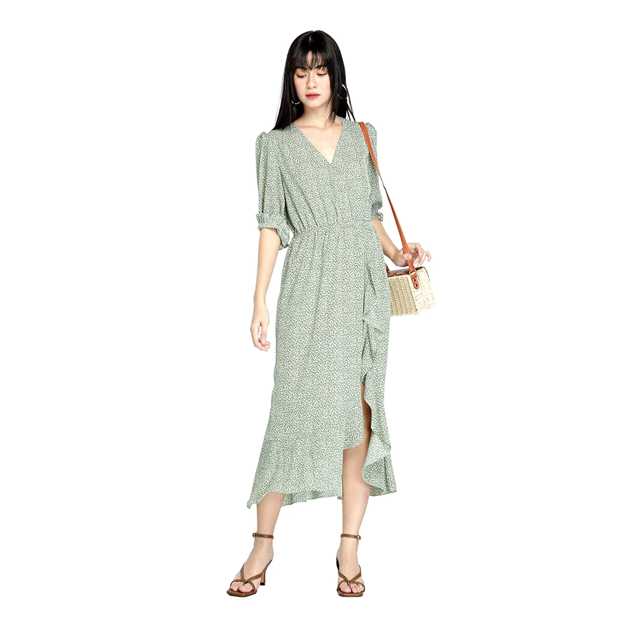 Latest summer fashion Irregular floral chiffon skirt with straps split cute flower printed summer woman dresses Made in Vietnam