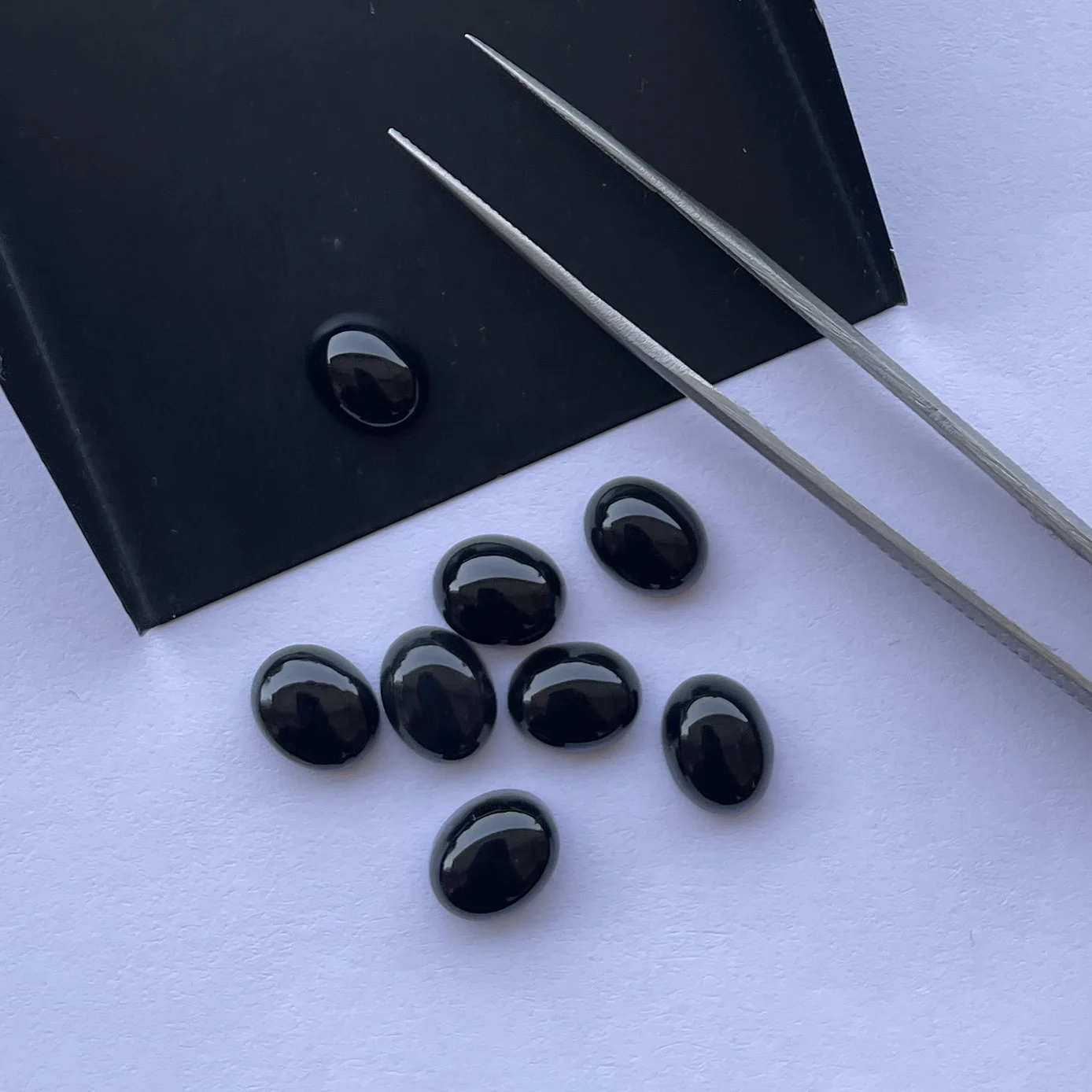 Натуральный черный камень из оникса гладкие овальные свободные Калиброванные Кабошоны купить у драгоценных камней оптовая продажа полудрагоценный магазин сейчас