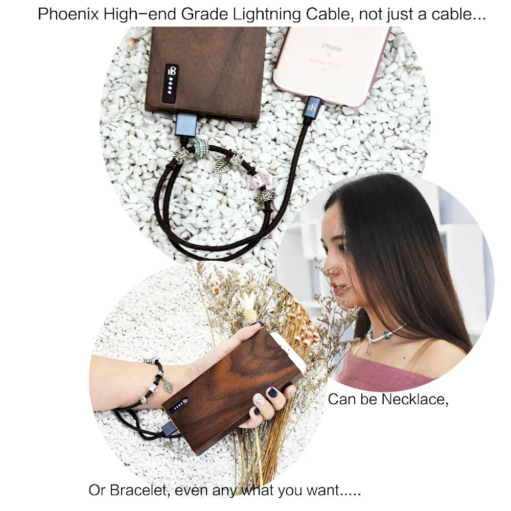 Dropshipping gift Manufacturer D8 For Lightning Cable Leather Bracelet Braided Charging Data Cable for apple