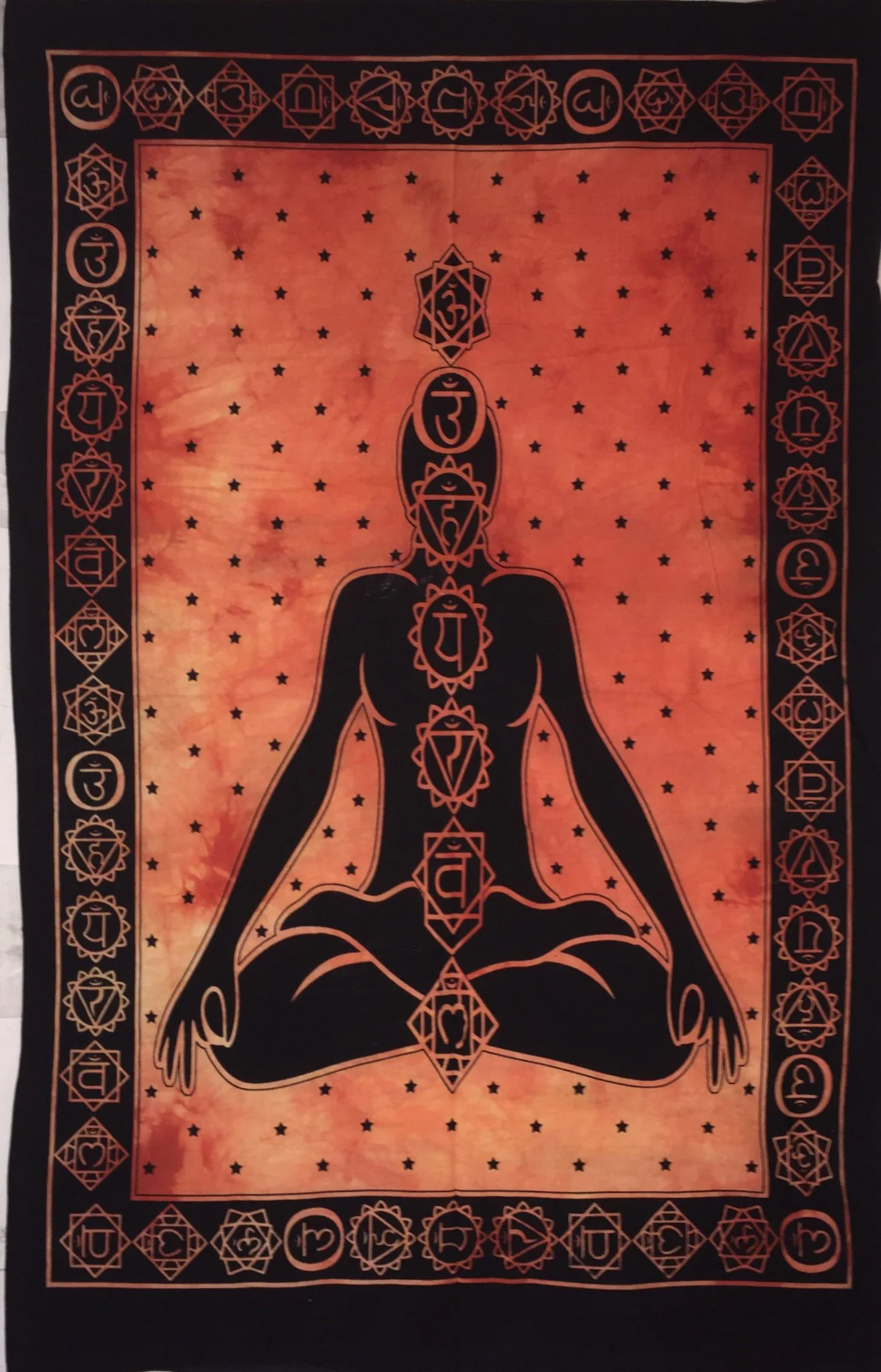 Seven Chakra Yoga Buddha Wall Hanging Beautiful Throw Tapestry Small Poster Cotton Fabric Art