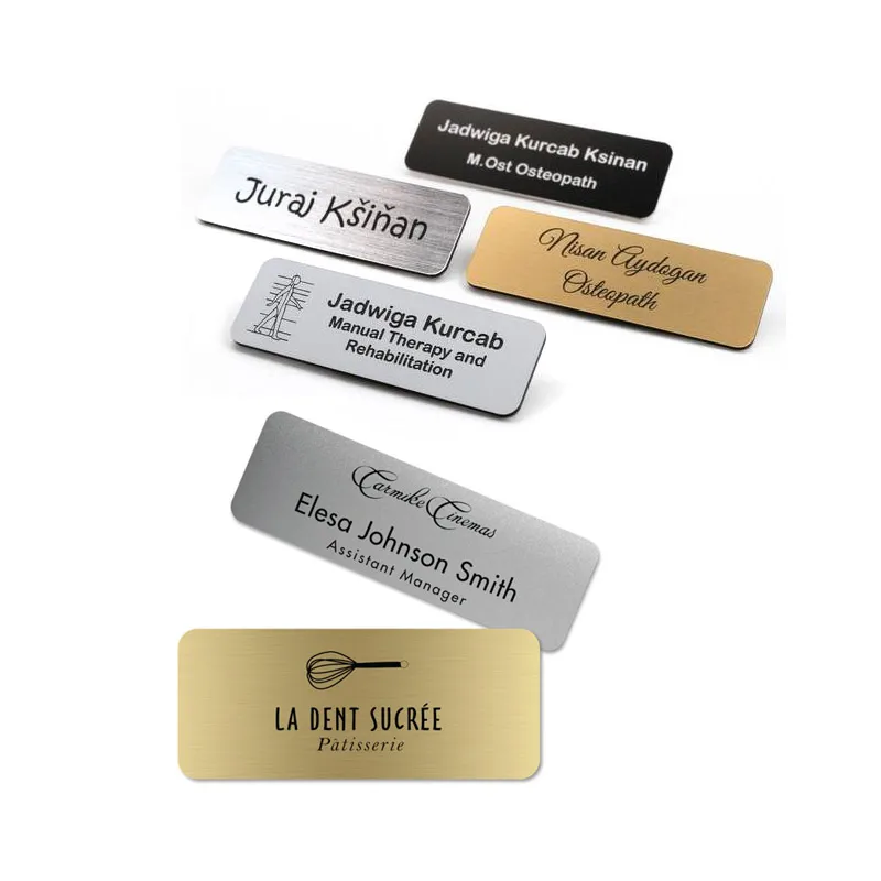 custom restaurant waiter stuff metal pin magnetic name tag badge