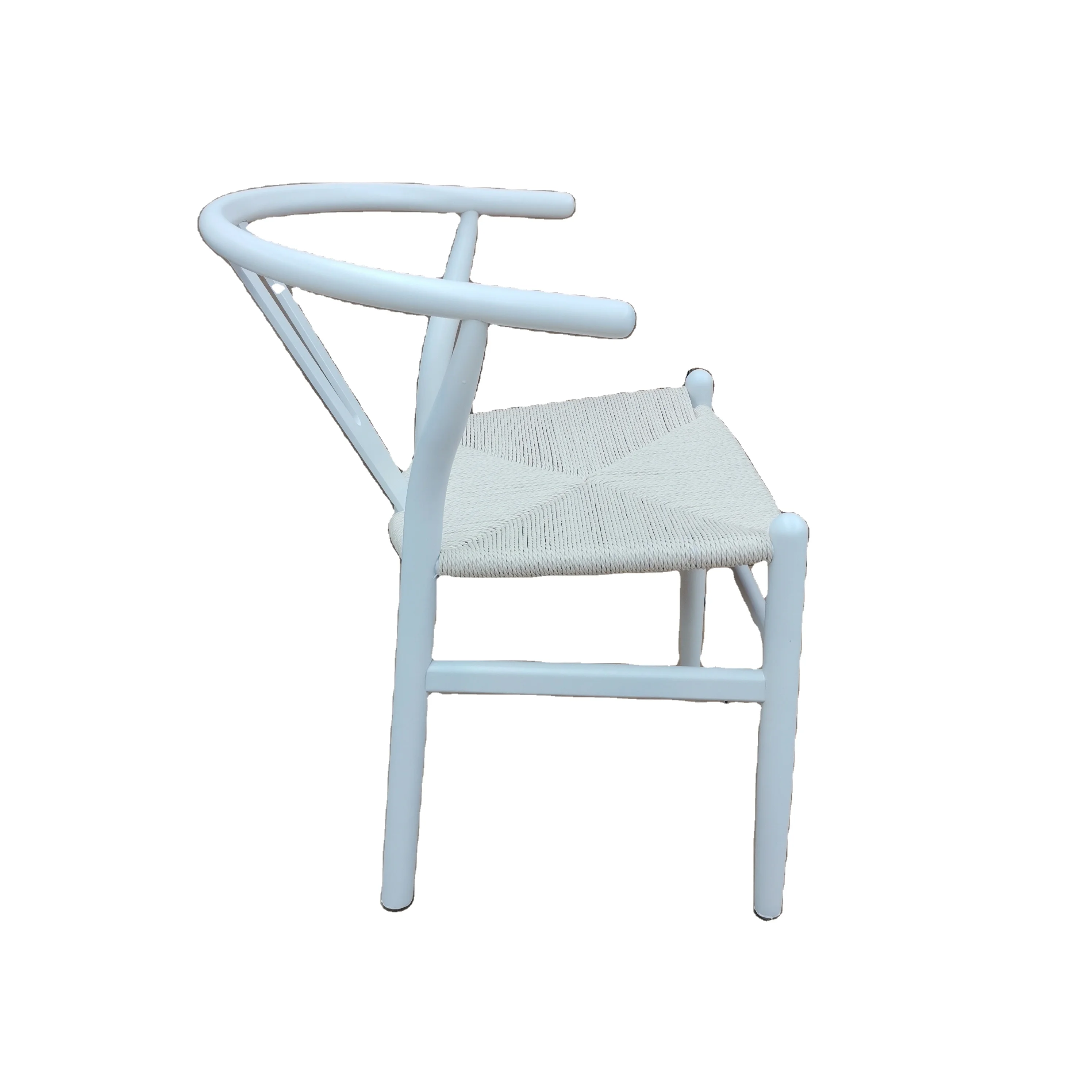 Solid Wood Nordic Style Design Han Wegner White Color Wishbone Y Chair with weaved paper rope