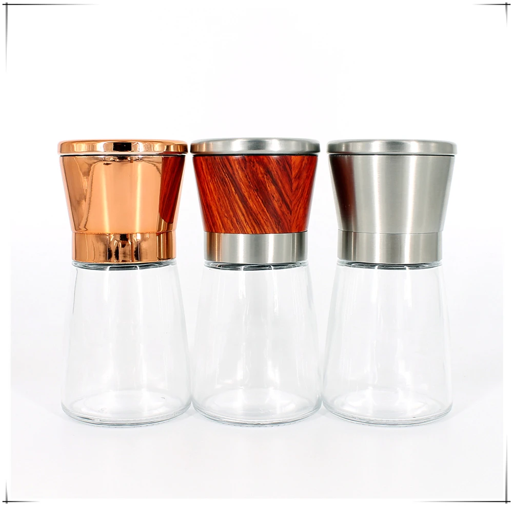 Hot Sale Ceramic Manual Pepper & Salt Grinder Set Glass & Metal for Home Use