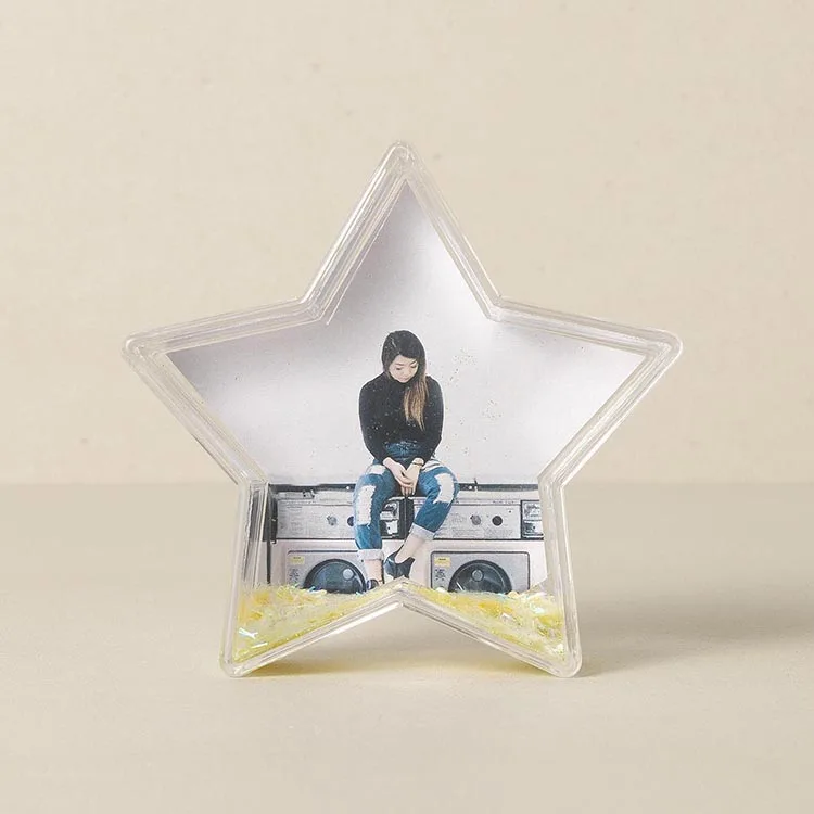 Good Reputation Best Christmas Gift High Quality Sparkling Glitter Star Shaped Photo Liquid Glitter Frame