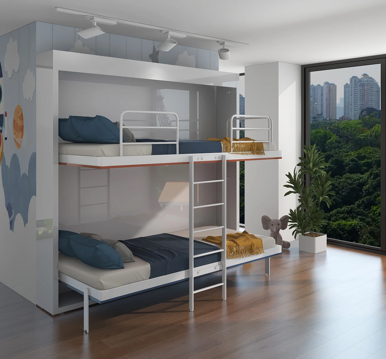 Yu  murphy bed Horizontal Bunk wall bed double bed