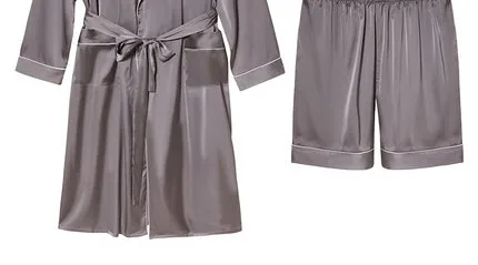 
wholesale men loungewear Silk Satin Robes For man satin pyjamas 2pcs sets couple robes shorts night suits 