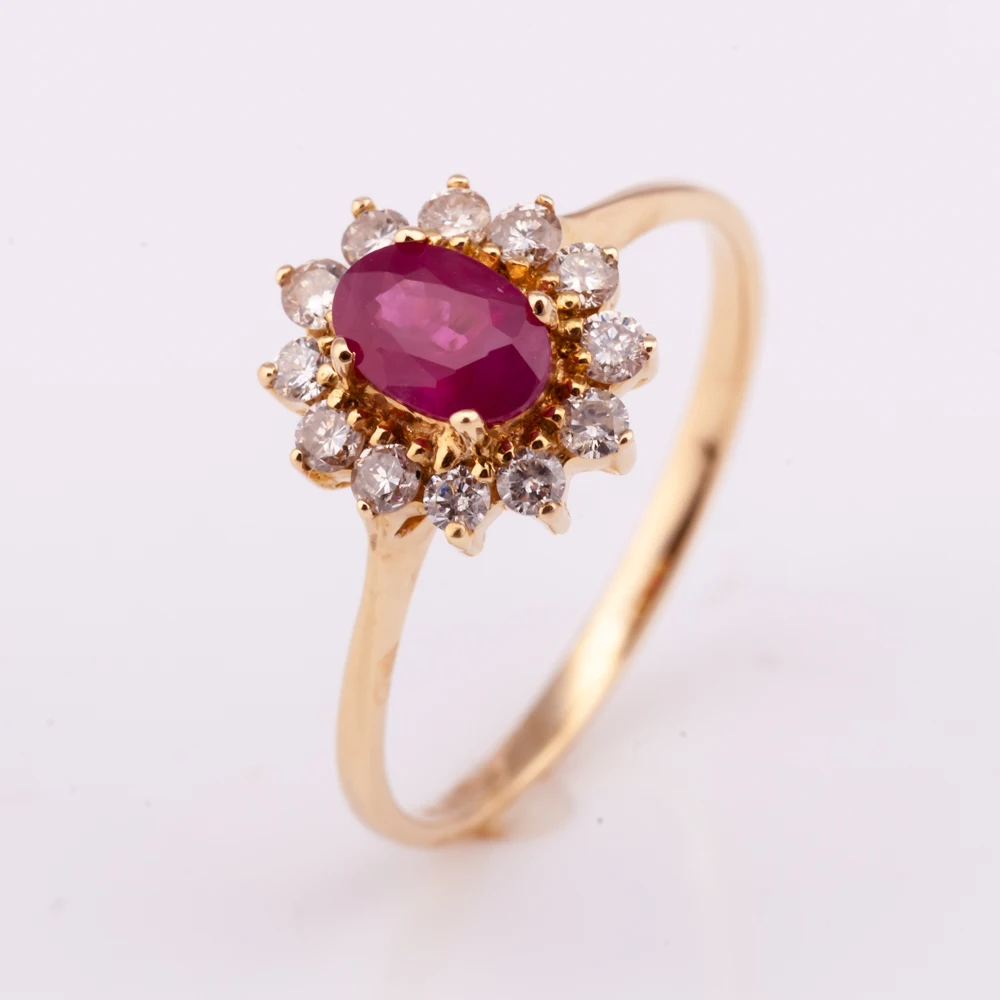 14K Gold Plated Sterling Silver Ring with Natural Ruby Oval Shape Factory Price from Thailand Manufacturer