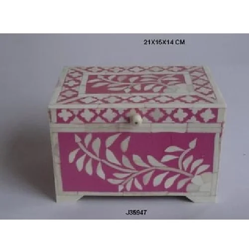 high quality wholesale fancy handmade  vintage  mother of pearl bone inlay box decorative jewellery box for exports
