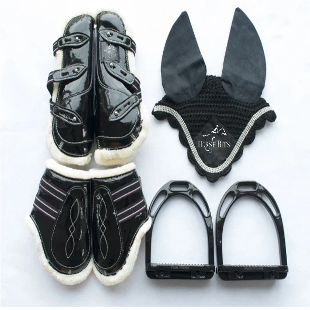 Horse Boots, Bonnet, and Stirrups Set /Stirrups/ Horse Boots