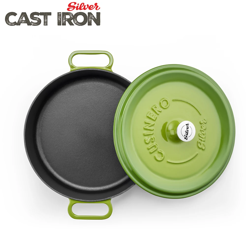 
 Чугунный горшок, эмалированный антипригарный голландский духовой шкаф 24 см, универсальный неглубокий горшок, изготовленный в Турции, высокое качество  