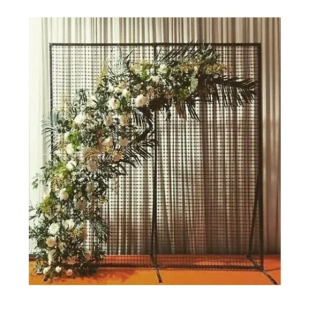 Wedding Arch Gold and White Iron Square Backdrop with Artificial Flower Stand Party Backdrop at Cheap Price