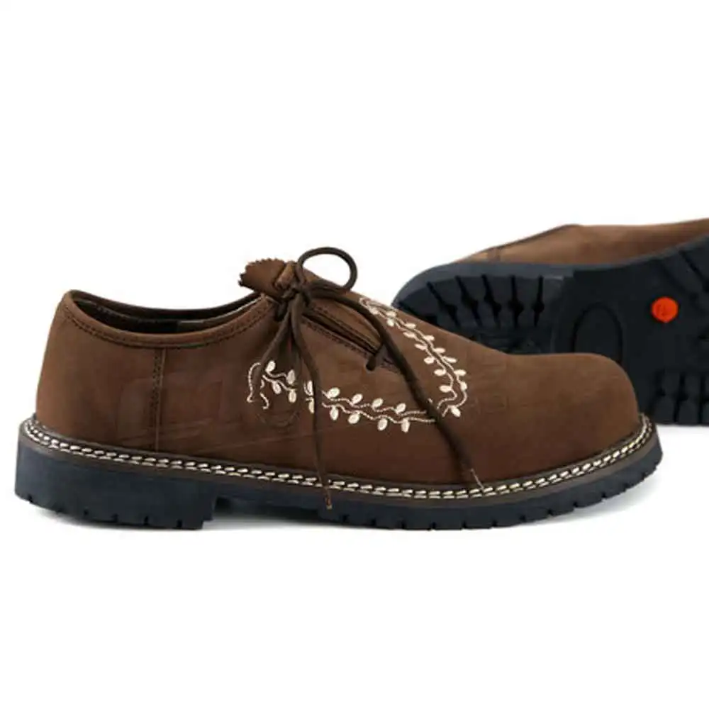 Latest Dark Brown Leather Bavarian Shoes For Men