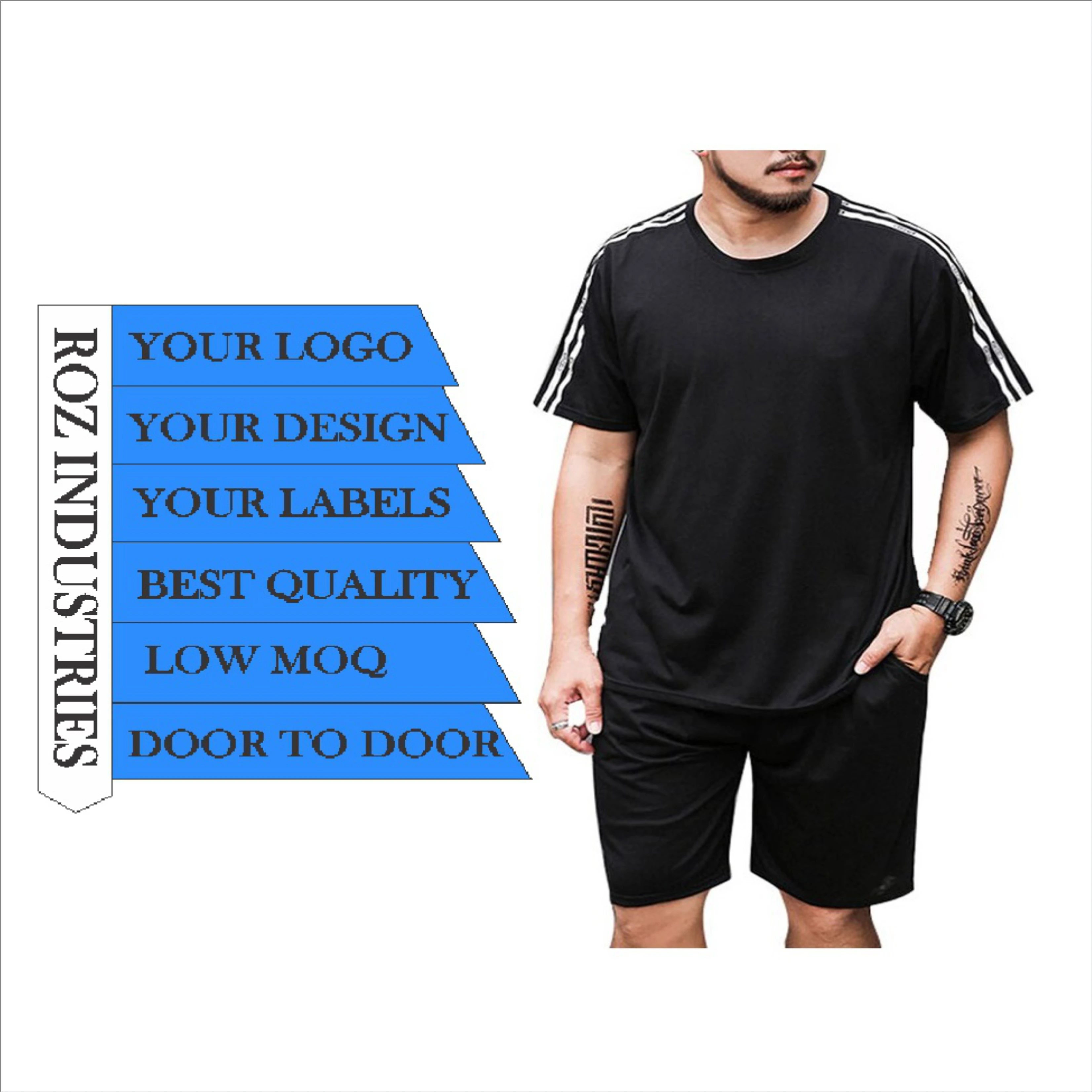 Men customized Slim fit Twin sets T-Shirts and shorts New design 100% cotton Men twin set