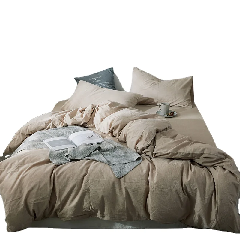 Natural soft washed cotton yarn dyed woven bedding fabric textile