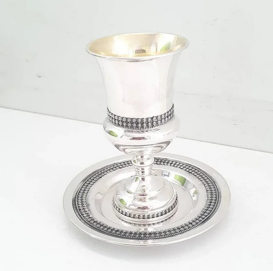 Серебряная чашка KIDDUSH с серебряным покрытием Сделано в Индии уникальный дизайн серебряное покрытие Еврейский стиль оптовая цена