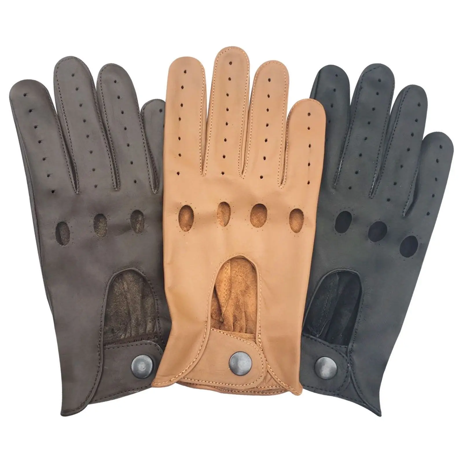 
GENTS FASHION FULL FINGER GENUINE LEATHER MENS DRIVING GLOVES CHAUFFEUR RETRO 