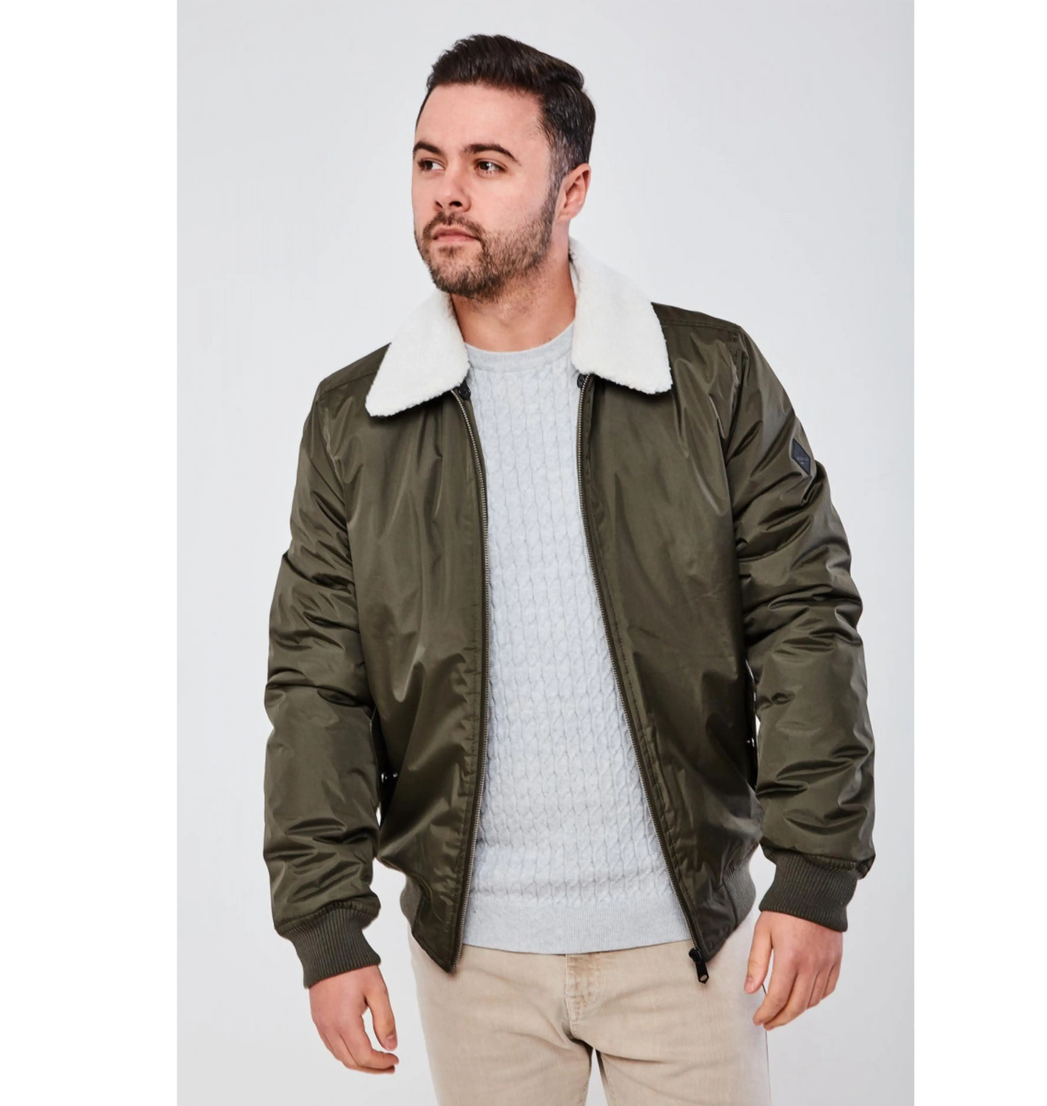 Мужская нейлоновая Высококачественная куртка-бомбер без рисунка на заказ оптом атласная мужская зимняя с подкладкой