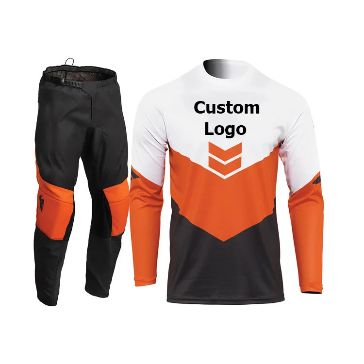 Top Selling Sublimation Printing White/ Orange/ Black Motocross Set Off-Road Motocross Clothing Racing Gear