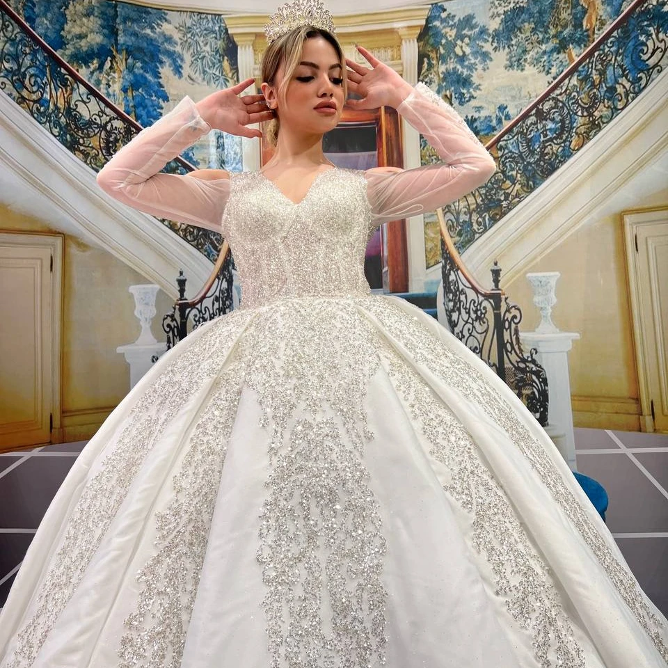 Turkish Woman Wedding Dress Bridal Gown Elegant Long Party Dress Evening Dress Chiffon Tulle Satin Luxury High Quality