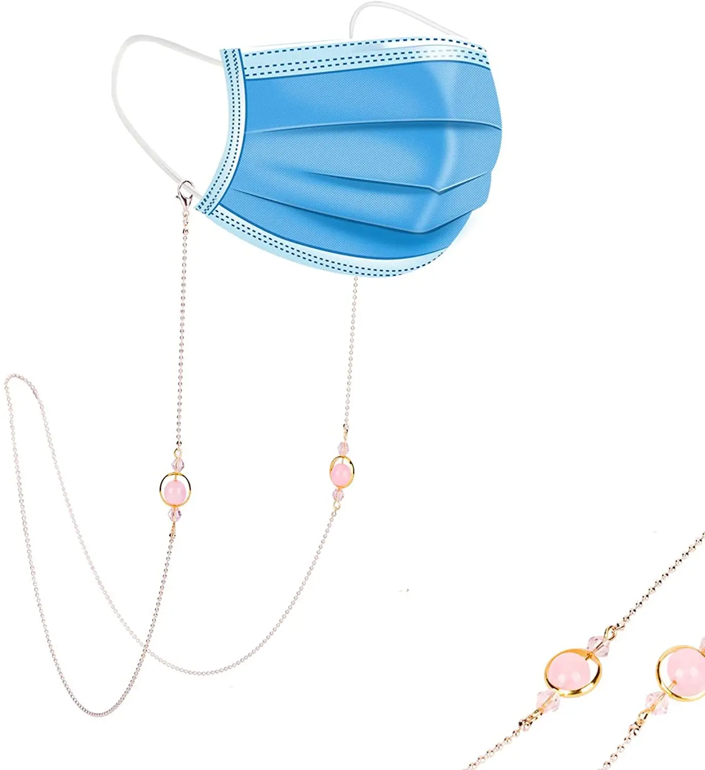 Promotional fashionable metal lanyard for face -mask popular bead lanyard -mask beautiful jewelry -mask lanyards