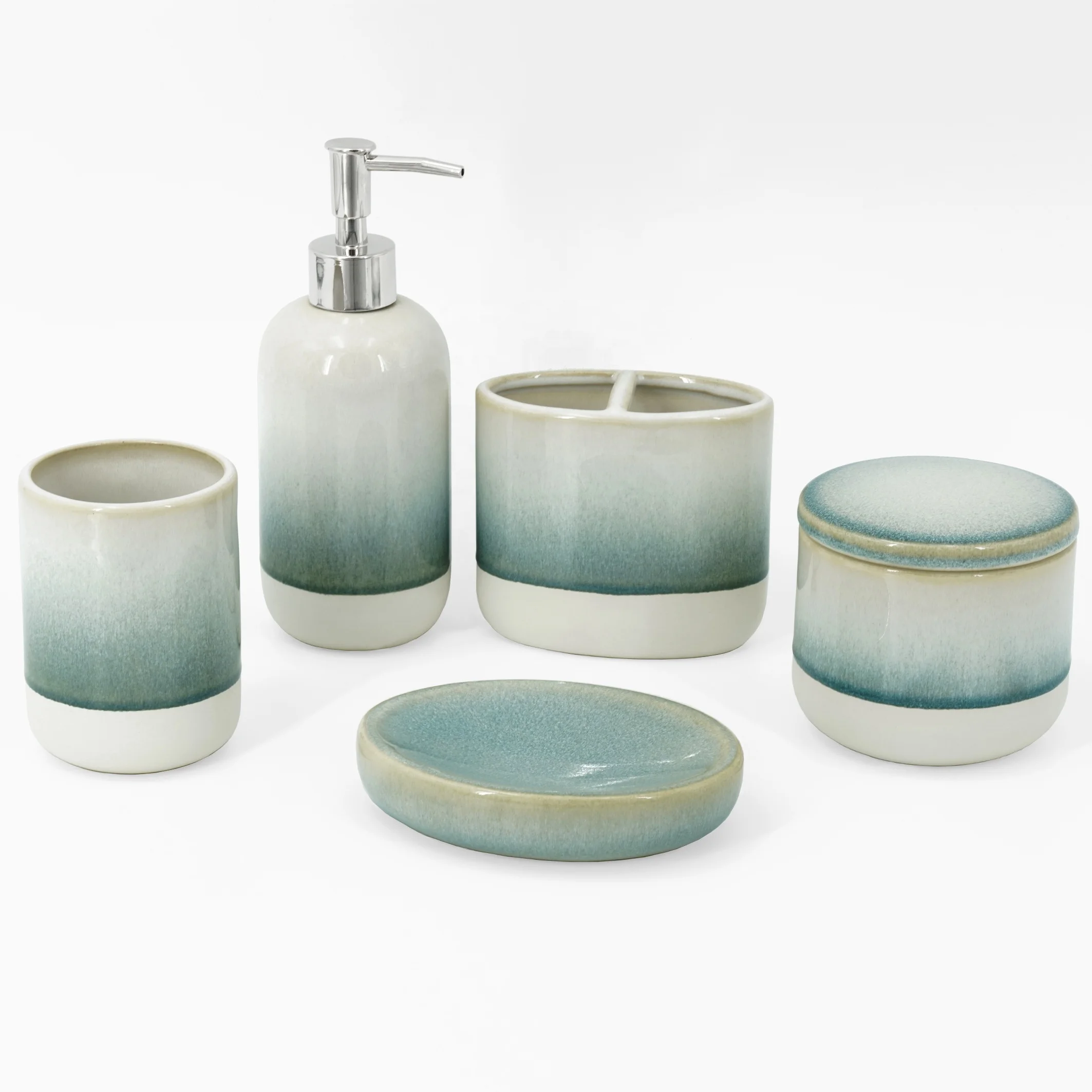 
Stoneware collection - reactive glaze in green Bathroom Accessories 