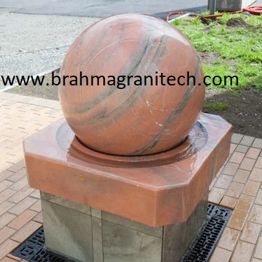 Outdoor Ball fountain Pink Stone Floating Rotating Rolling Spinning Sphere Globe Water Feature Garden Ornamentes