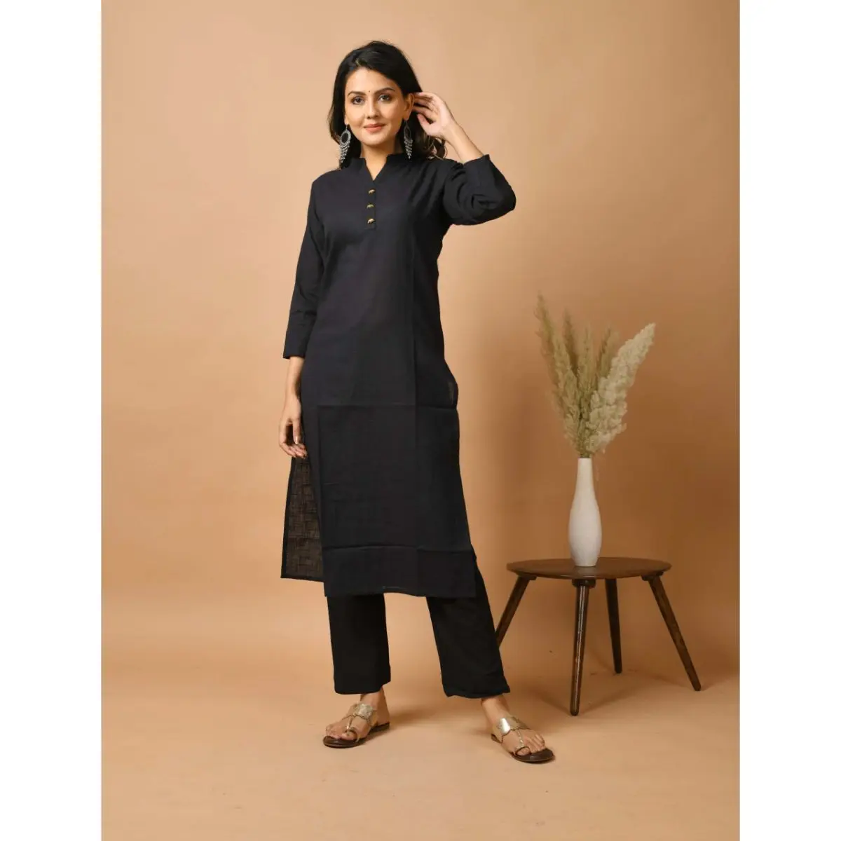 Designer wear Cotton Solid Casual Kurti With Pant Set