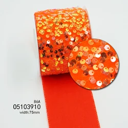 Новый дизайн, лента в рубчик с блестками, 3 дюйма, широкие аксессуары для волос, 75 мм, лента с блестками для девочек, украшение для платья, повязка на голову