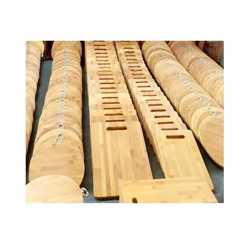 Natural Bamboo Chopping Board Round And Rectangle Shape With Handles - Easy To Clean