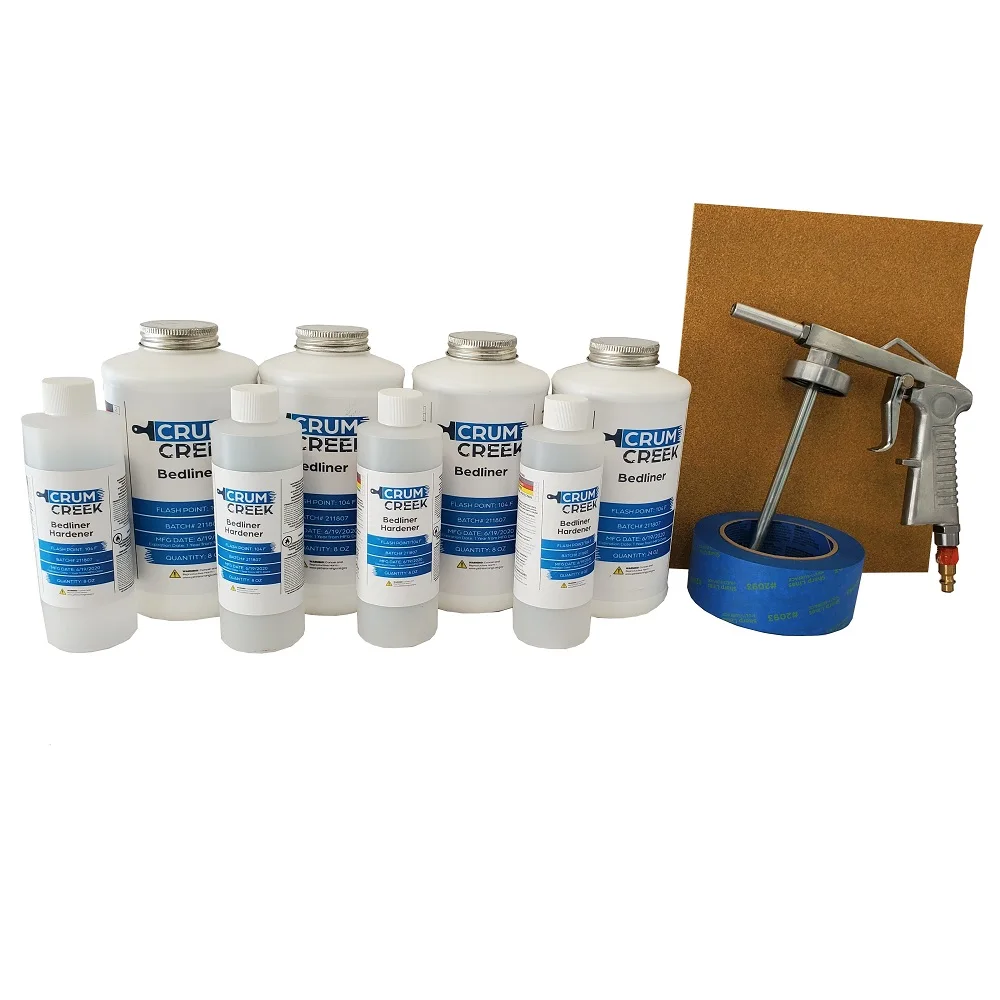 Highly Curated Black Crum Creek Bed liner 128 oz Base and Hardener Kit for Truck and Trailer Beds
