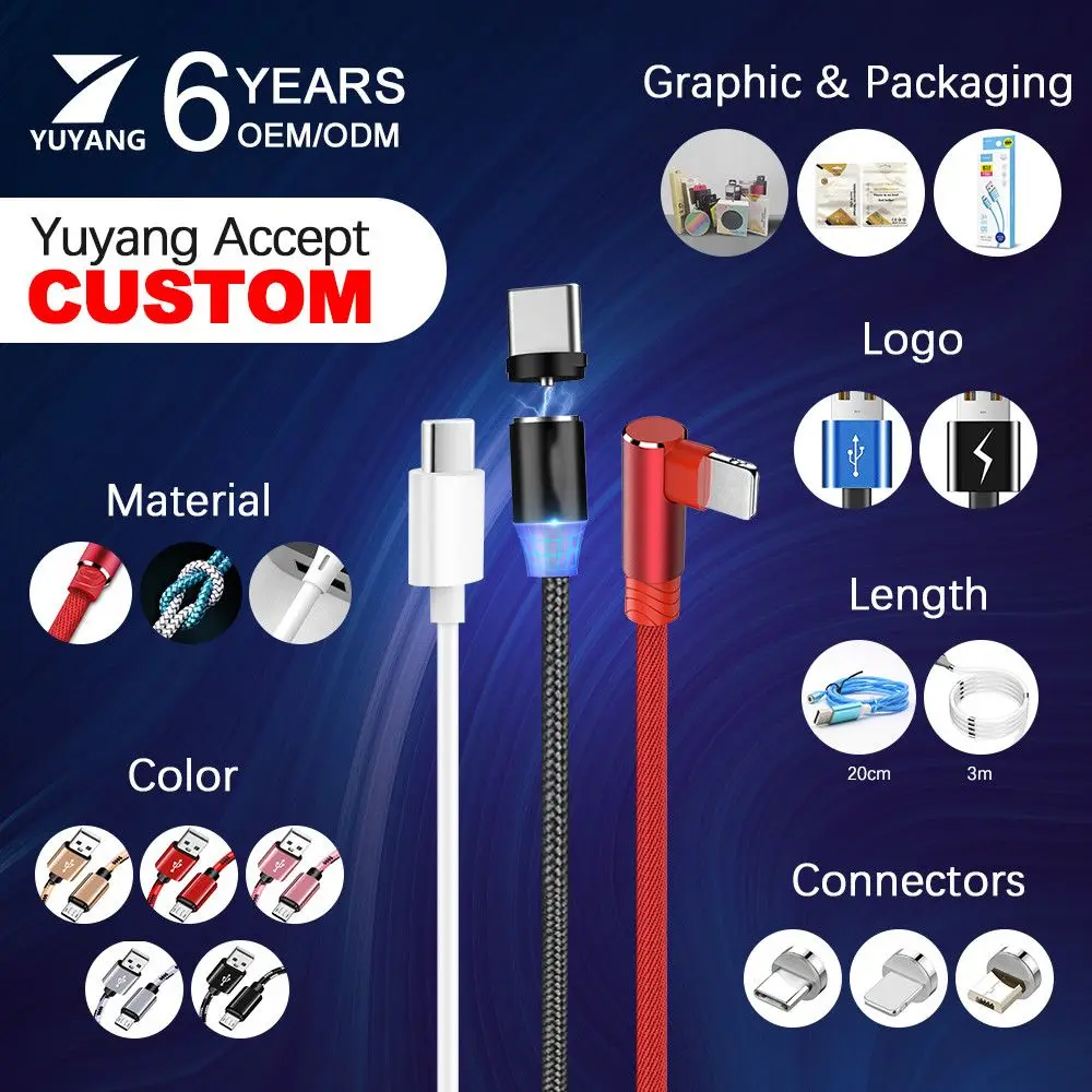  Бесплатный образец 3 в 1 Micro USB Type C светодиодный светящийся бегущий мобильный телефон Магнитный USB-кабель для быстрой